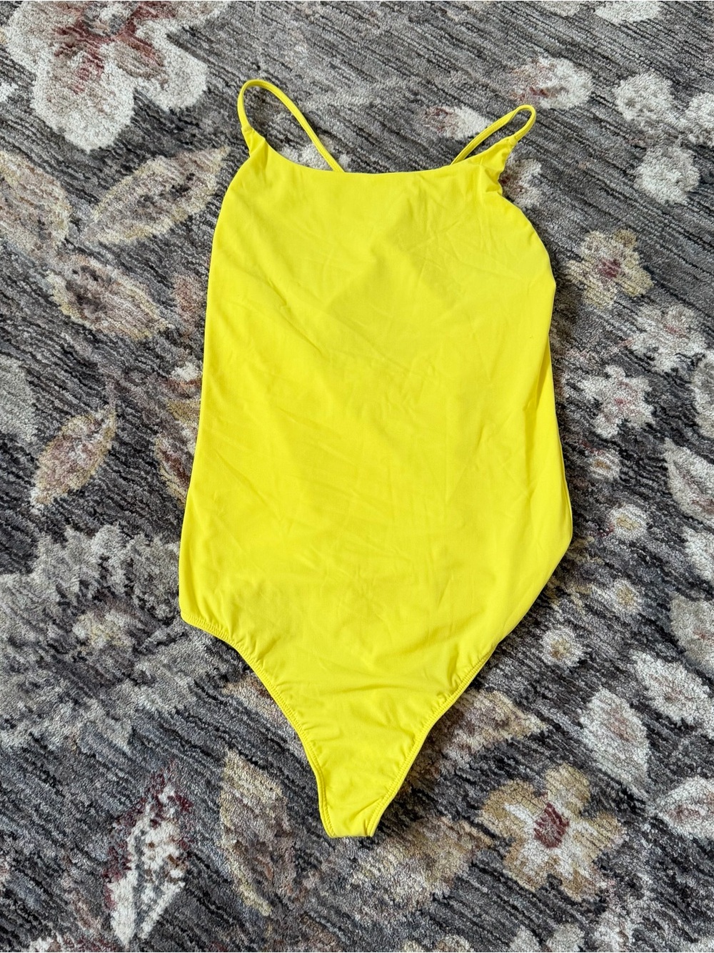 Babaton Yellow spaghetti strap cross back bodysuit